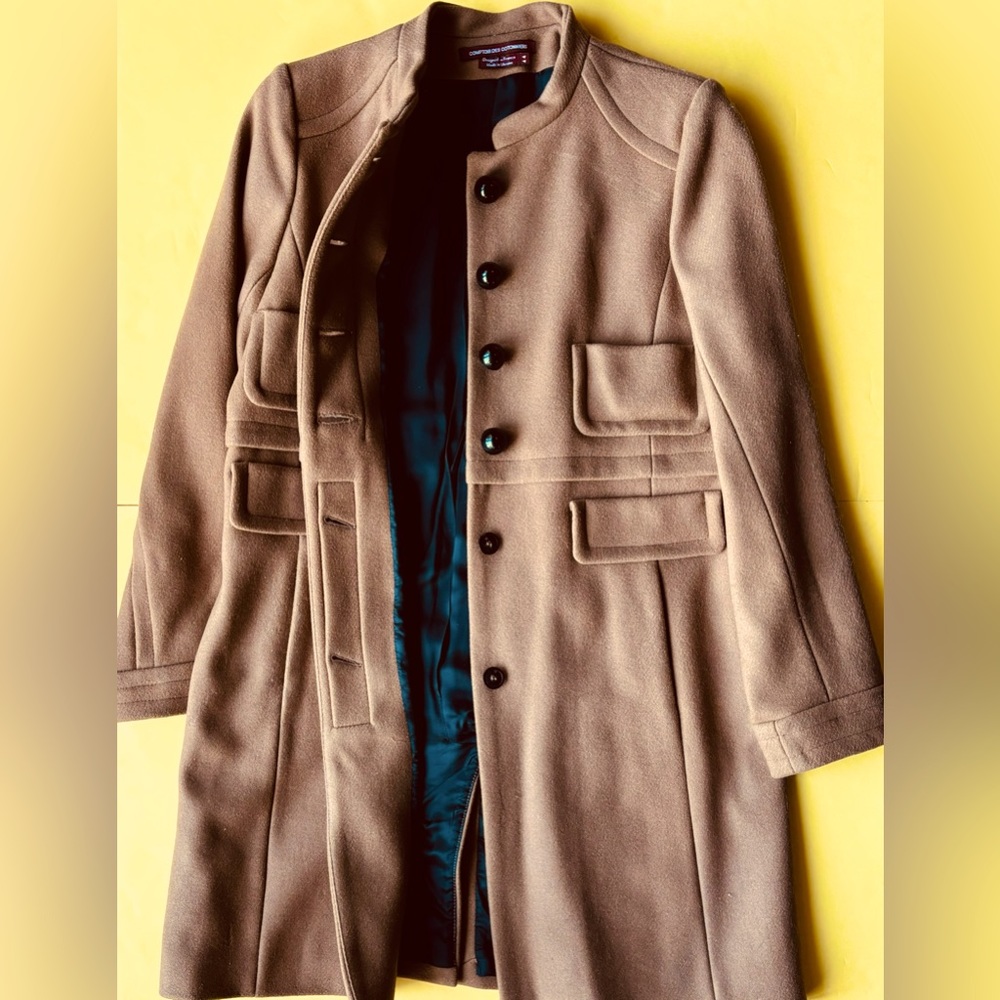 Women’s Wool Blend Coat - Comptoir Des Cotonniers - Size 44 (EU)/ 10 (US) - Tan - Picture 6 of 7